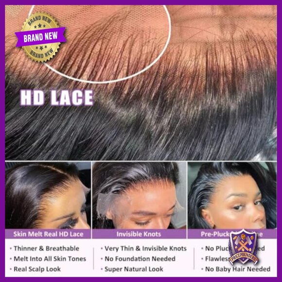 32 Inch Body Wave Lace Front Wig Human Hair 200 Density Glueless